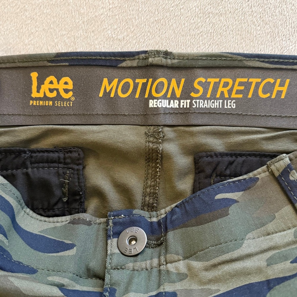 NEW Lee Motion Stretch Cargo Pants Mens 38x32 Green Frontier Camo Straight Leg - Picture 8 of 11